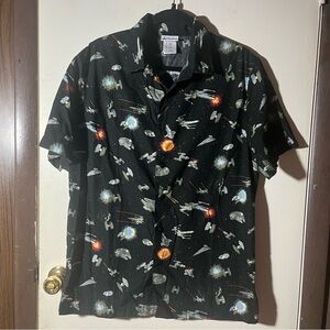 Disney Star Wars Millennium Falcon Hawaiian Shirt Men Size Small Short Sleeve